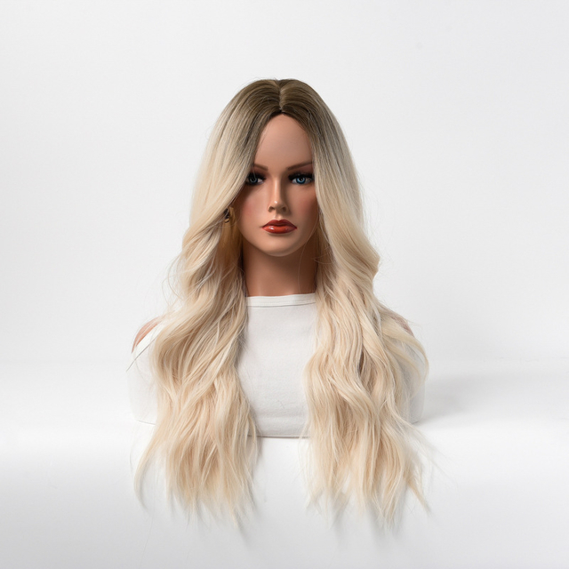 Heat Resistant Fiber Long Wavy Synthetic Wig with Natural Hair Look for Women Cosplay