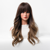 Gradient Highlight Long Curly Hair Matte Temperament Human Hair Full Lace Wig for Women