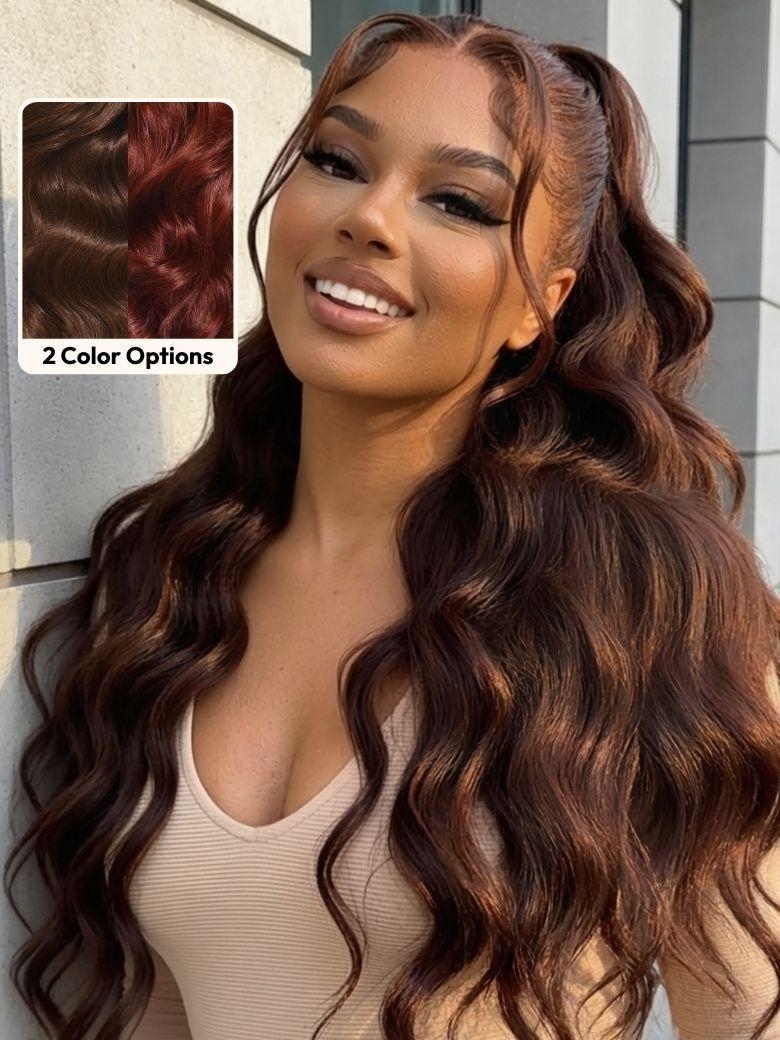 UNice 13x4 Lace Frontal Wig with 150% Density and Loose Wave in Auburn Brown