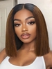 UNice 2x6 Closure Bob Wig with 200% Density and #4 Brown With Dark Root - 100% Human Hair