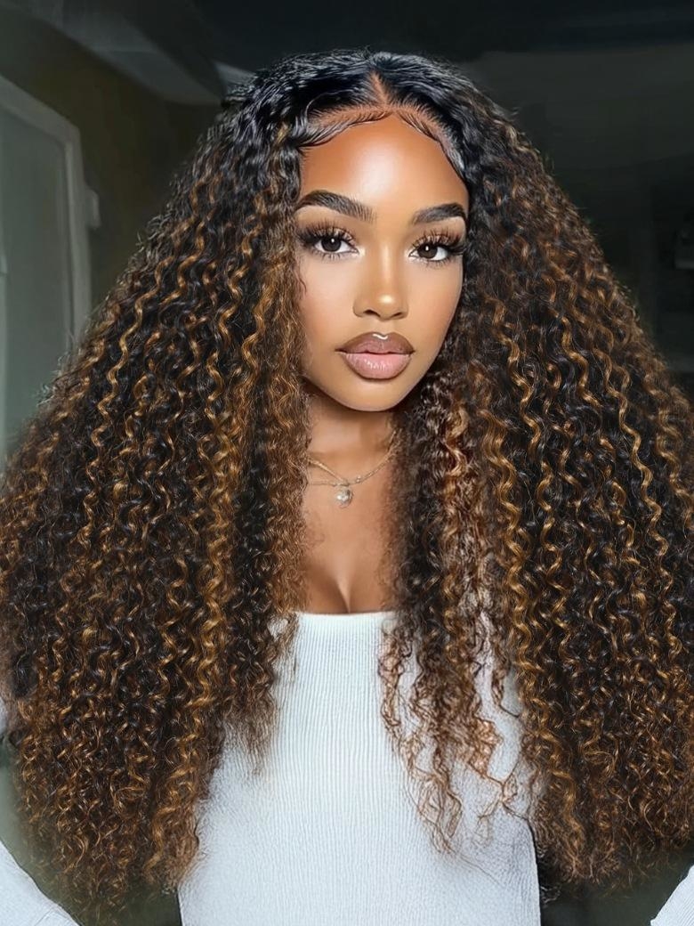 UNice EasiContour™ V Part Jerry Curly Wig with 180% Density and 100% Human Hair for Beginner-Friendly Styling