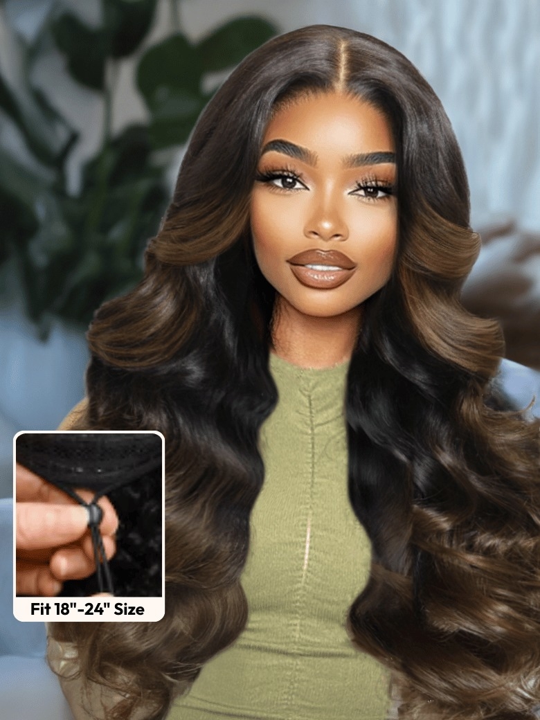 UNice EasiContour™ V Part 150% Density Body Wave Human Hair Wig with Drawstring