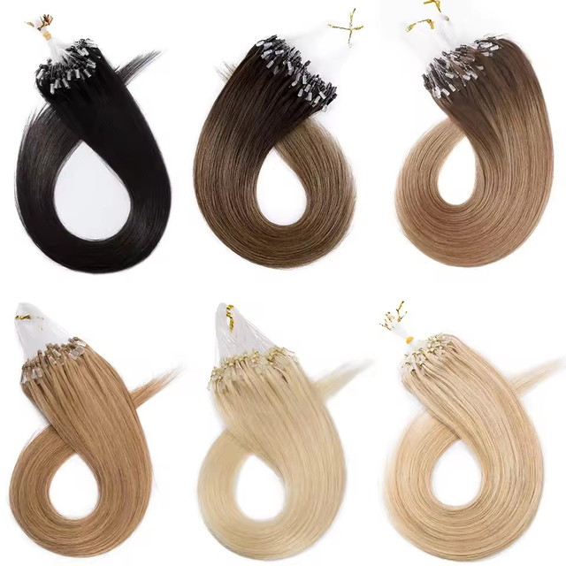 Micro Link Hair Extensions 100% Virgin Remy Human Hair 10-30 Inch Length Dyeable Easy Install Wig