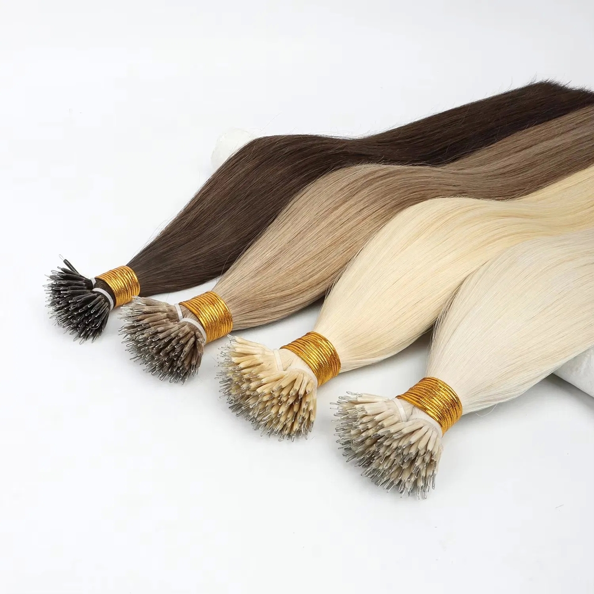 Professional Nano Ring Hair Extension 100% Virgin Remy Human Hair 10-30 Inch Length Dyeable Pre-Bonded Hair Extensions
