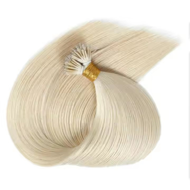 Blonde 100% Virgin Remy Human Hair Extension with 10-30 Inch Length and Dyeable Nano Ring Pre-Bonded Hair